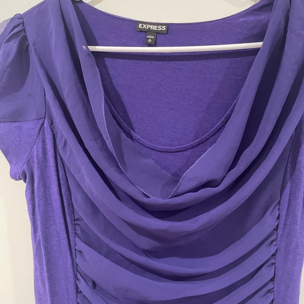 Express Women's Jewel Purple Draped Front Top